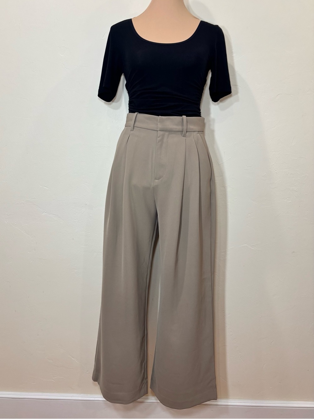 NEW GAP Curvy 365 High Rise Pleated Wide Leg Trousers, Beachwood Brown, 0 Petite